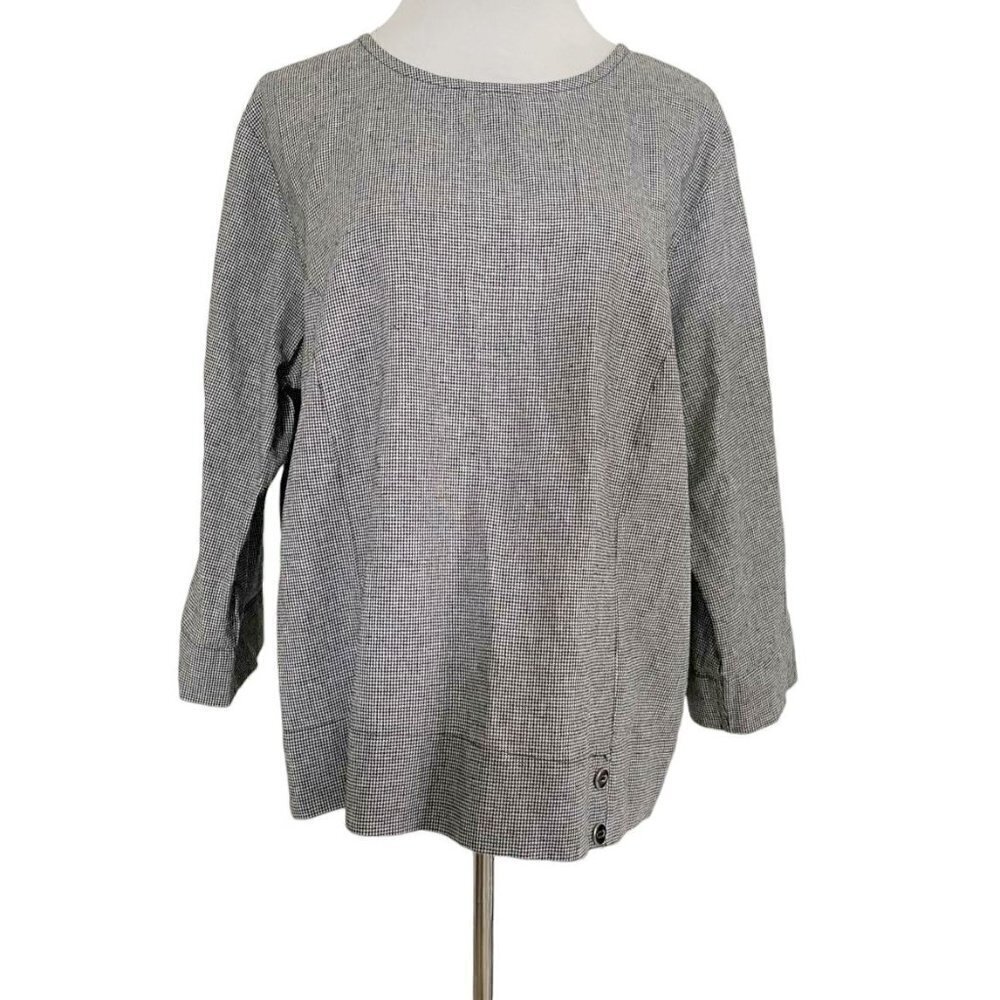 Hot Cotton Size Large  Top Blouse Lagenlook Checkered Boho